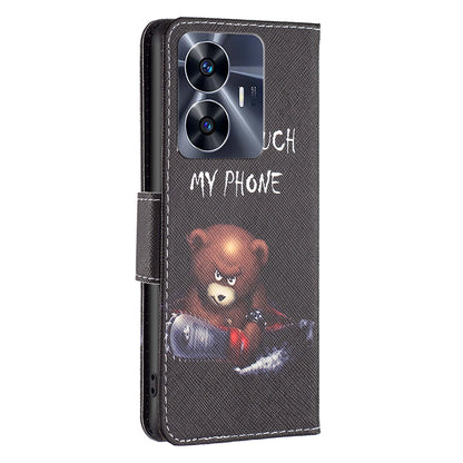 For Realme C55 Pattern Printing Phone Case Full Protection PU Leather Wallet Shell with Stand