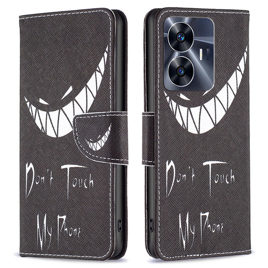 For Realme C55 Pattern Printing Phone Case Full Protection PU Leather Wallet Shell with Stand