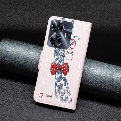 For Realme C55 Pattern Printing Phone Case Full Protection PU Leather Wallet Shell with Stand