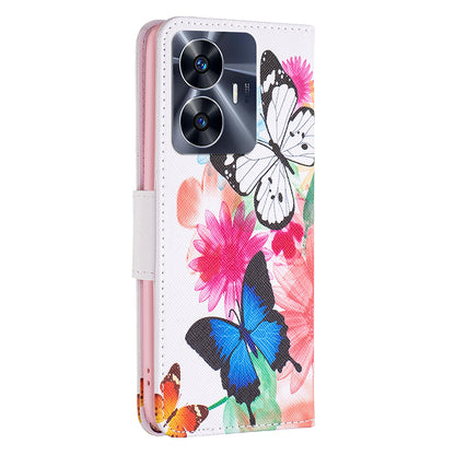 For Realme C55 Pattern Printing Phone Case Full Protection PU Leather Wallet Shell with Stand