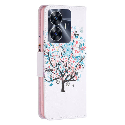 For Realme C55 Pattern Printing Phone Case Full Protection PU Leather Wallet Shell with Stand