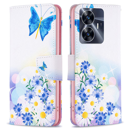 For Realme C55 Pattern Printing Phone Case Full Protection PU Leather Wallet Shell with Stand