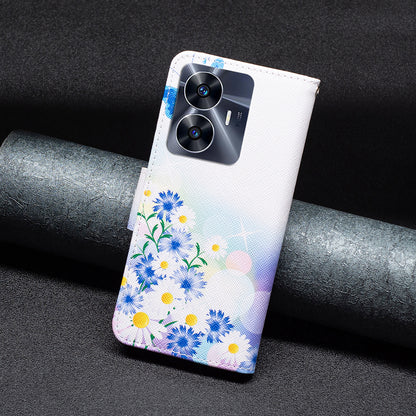 For Realme C55 Pattern Printing Phone Case Full Protection PU Leather Wallet Shell with Stand