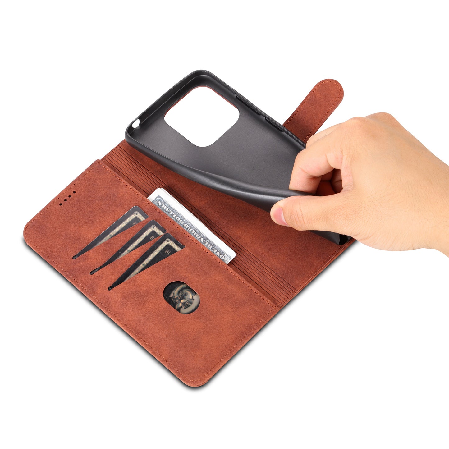 AZNS For Xiaomi Poco C55 4G / Redmi 11A 4G / Redmi 12C 4G Leather Phone Cover Stand Wallet Case