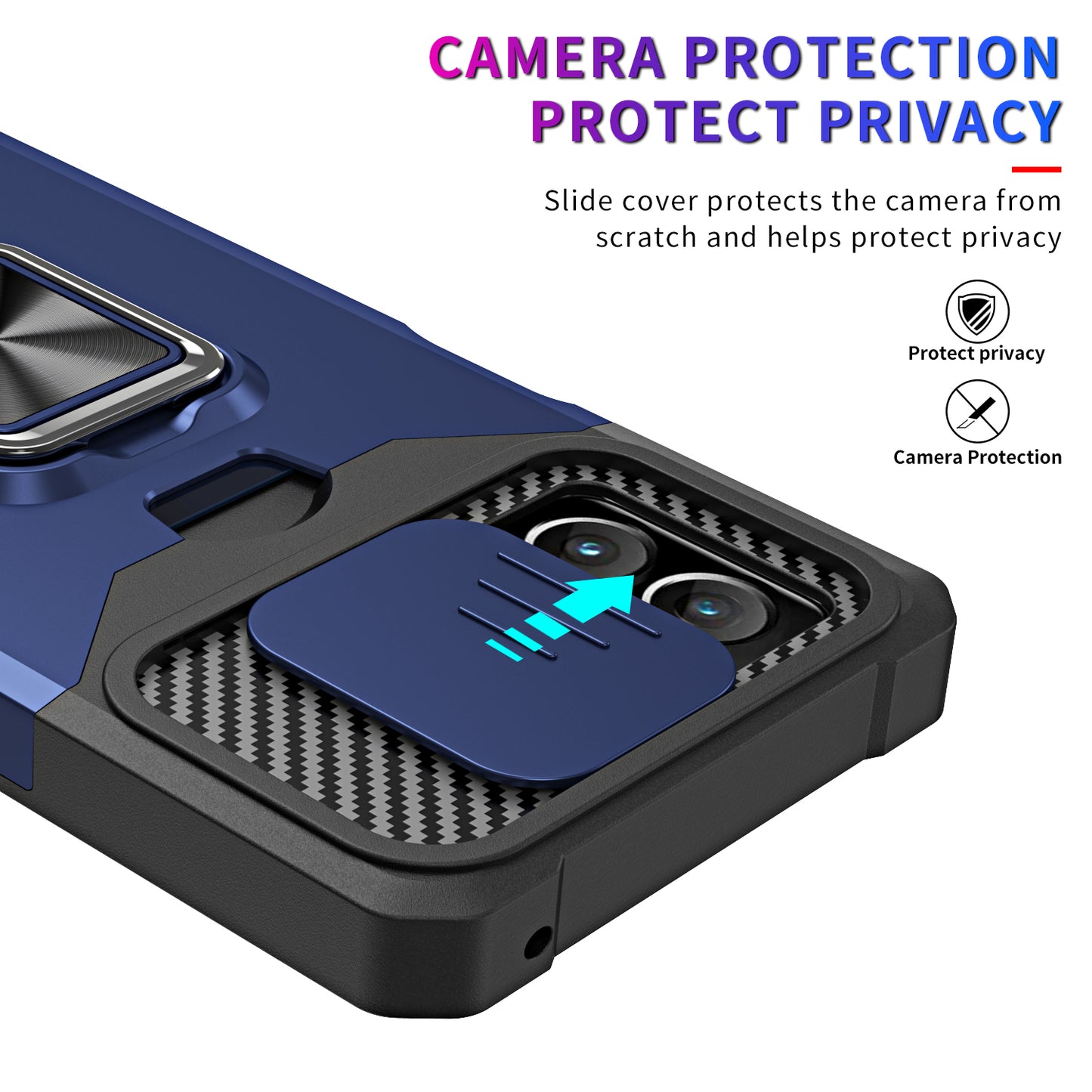 For Motorola Moto G Stylus 5G (2023) PC+TPU Shockproof Cover Card Holder Kickstand Phone Case with Slide Camera Lid