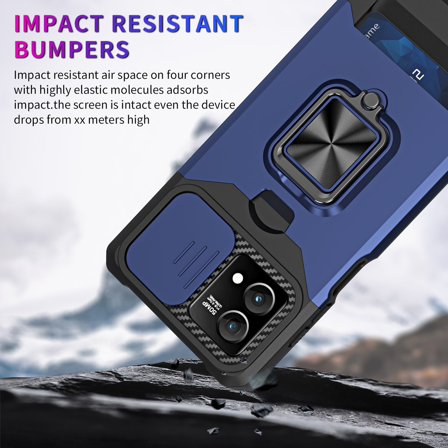 For Motorola Moto G Stylus 5G (2023) PC+TPU Shockproof Cover Card Holder Kickstand Phone Case with Slide Camera Lid