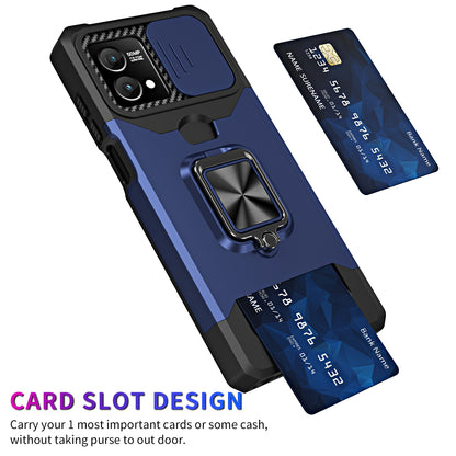 For Motorola Moto G Stylus 5G (2023) PC+TPU Shockproof Cover Card Holder Kickstand Phone Case with Slide Camera Lid