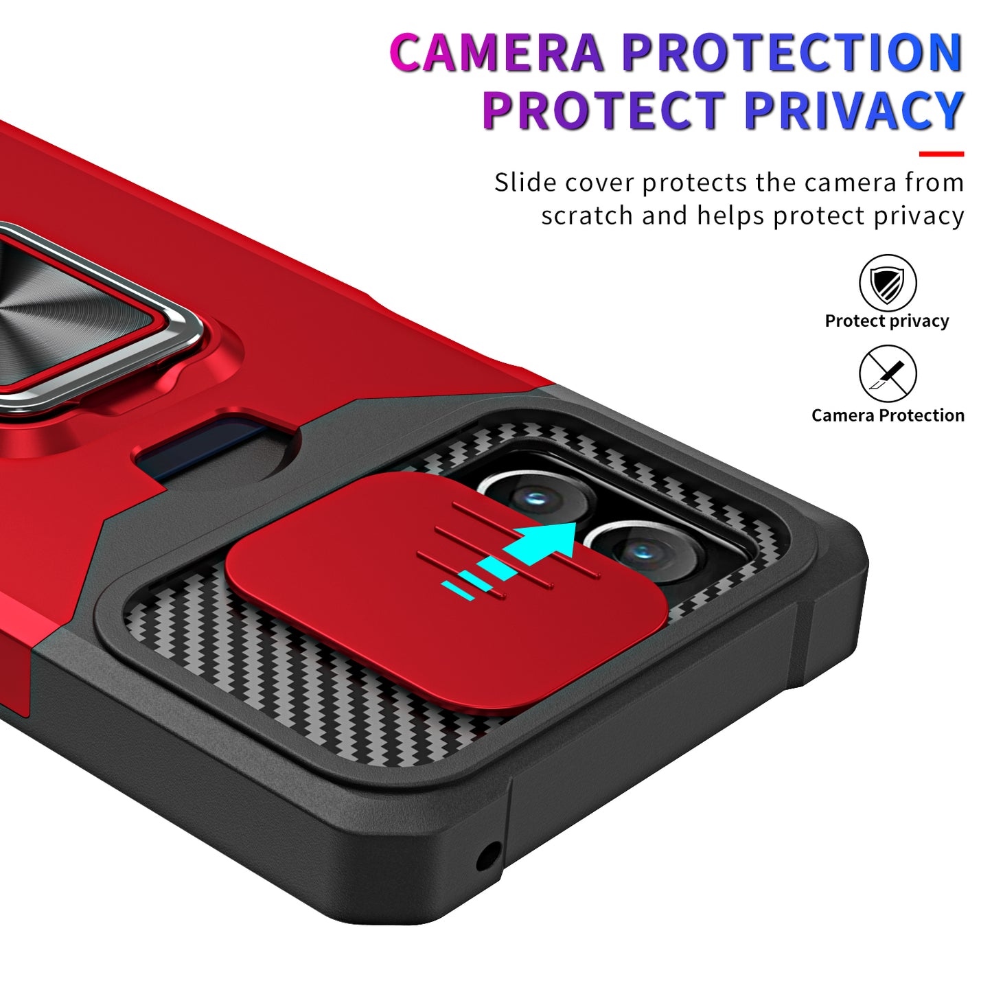 For Motorola Moto G Stylus 5G (2023) PC+TPU Shockproof Cover Card Holder Kickstand Phone Case with Slide Camera Lid