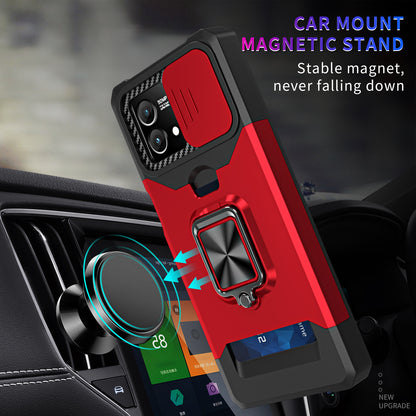 For Motorola Moto G Stylus 5G (2023) PC+TPU Shockproof Cover Card Holder Kickstand Phone Case with Slide Camera Lid