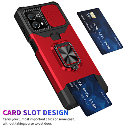 For Motorola Moto G Stylus 5G (2023) PC+TPU Shockproof Cover Card Holder Kickstand Phone Case with Slide Camera Lid