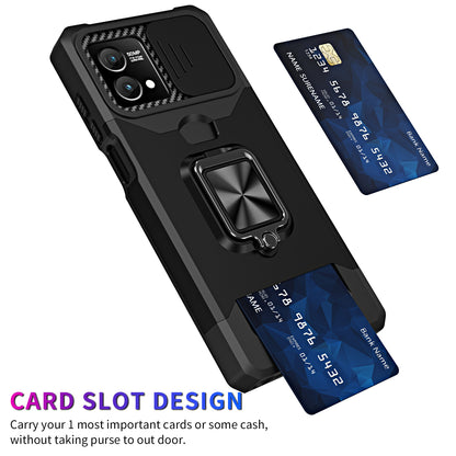 For Motorola Moto G Stylus 5G (2023) PC+TPU Shockproof Cover Card Holder Kickstand Phone Case with Slide Camera Lid