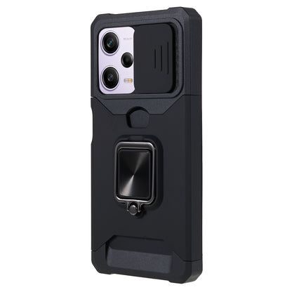 PC+TPU Phone Case for Xiaomi Redmi Note 12 Pro 5G / Note 12 Pro Speed 5G / Poco X5 Pro 5G , Lens Protection Kickstand Back Cover with Card Holder