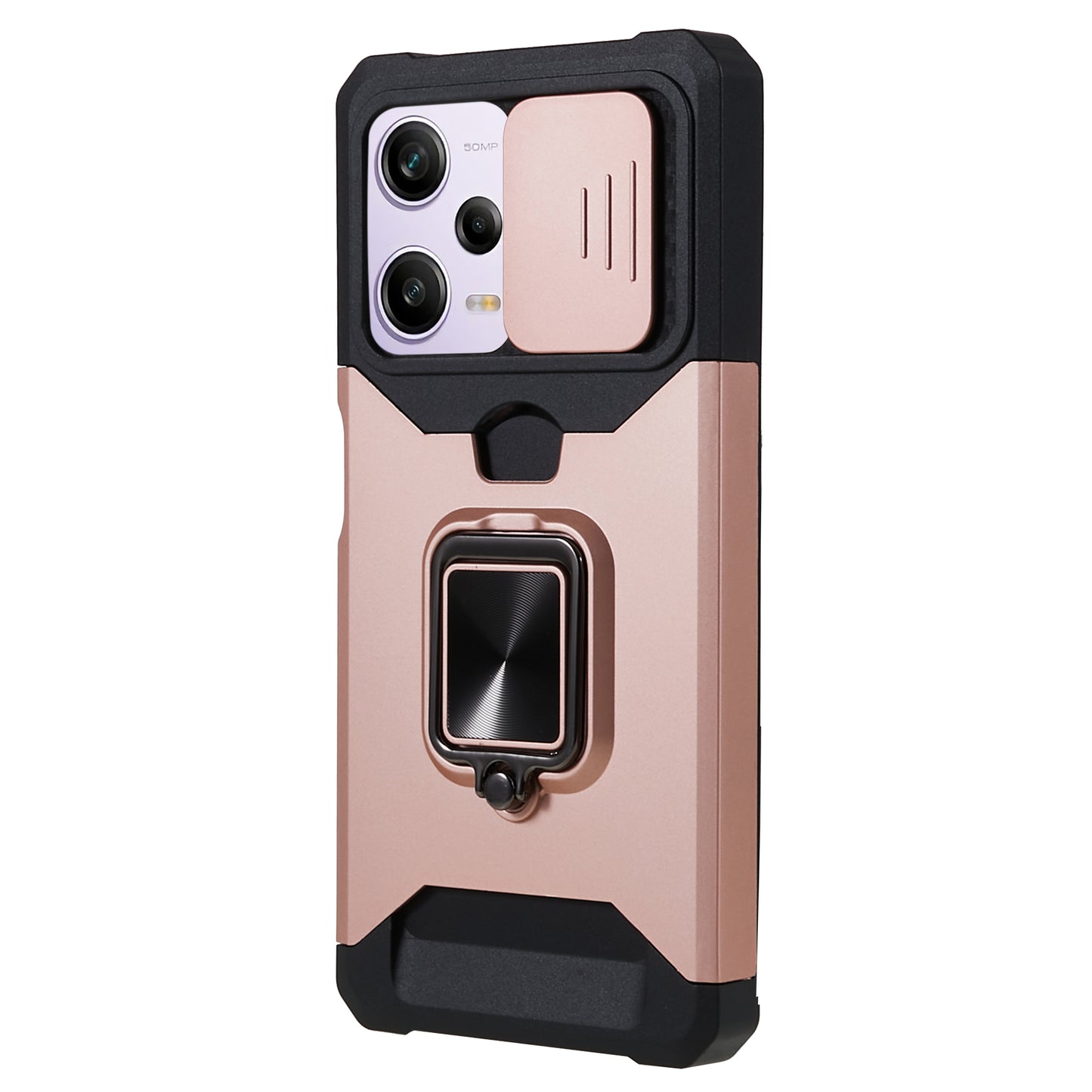 PC+TPU Phone Case for Xiaomi Redmi Note 12 Pro 5G / Note 12 Pro Speed 5G / Poco X5 Pro 5G , Lens Protection Kickstand Back Cover with Card Holder