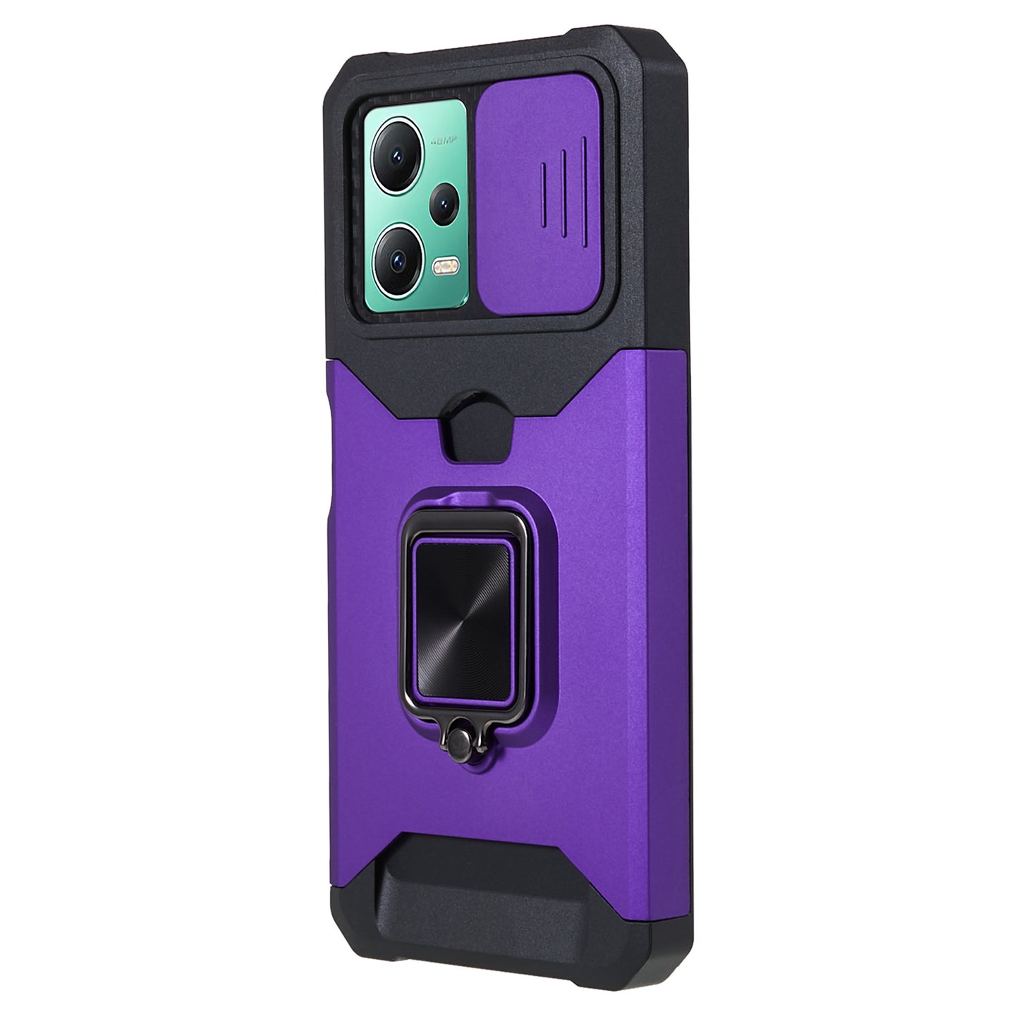 Kickstand Phone Case for Xiaomi Redmi Note 12 5G (China) / (India) / (Global) / Poco X5 5G , PC+TPU Card Holder Phone Cover with Slide Camera Lid