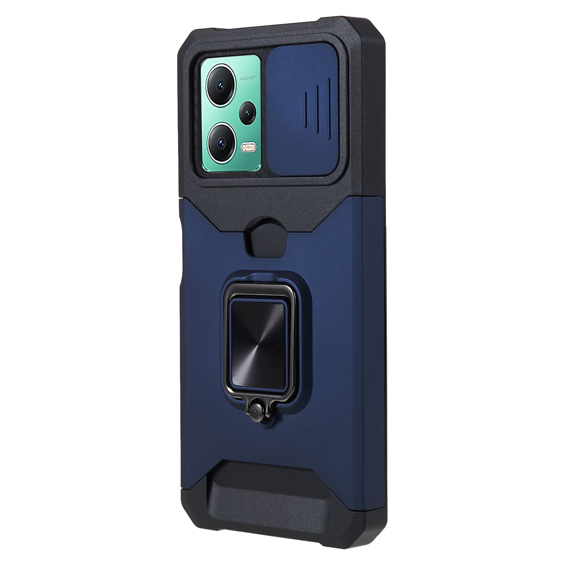 Kickstand Phone Case for Xiaomi Redmi Note 12 5G (China) / (India) / (Global) / Poco X5 5G , PC+TPU Card Holder Phone Cover with Slide Camera Lid