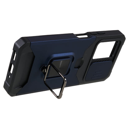 Kickstand Phone Case for Xiaomi Redmi Note 12 5G (China) / (India) / (Global) / Poco X5 5G , PC+TPU Card Holder Phone Cover with Slide Camera Lid