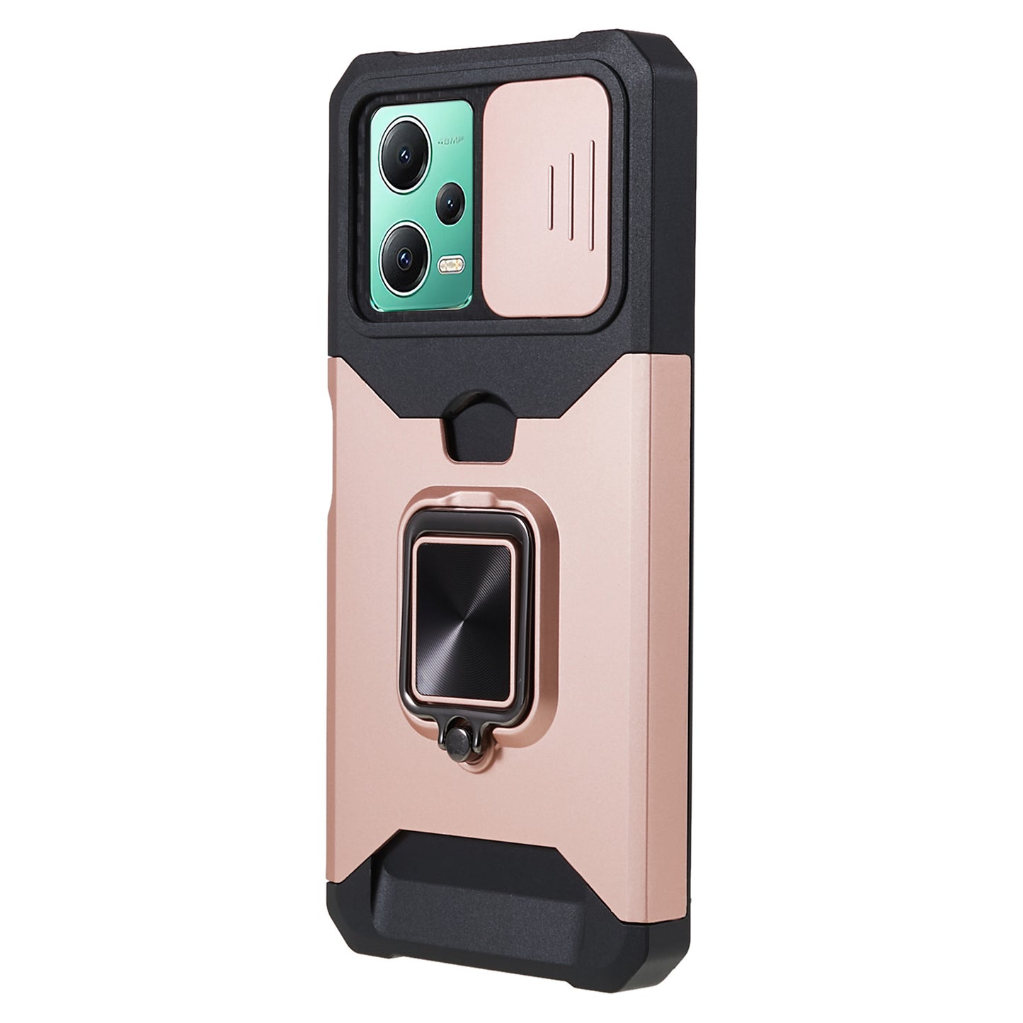 Kickstand Phone Case for Xiaomi Redmi Note 12 5G (China) / (India) / (Global) / Poco X5 5G , PC+TPU Card Holder Phone Cover with Slide Camera Lid