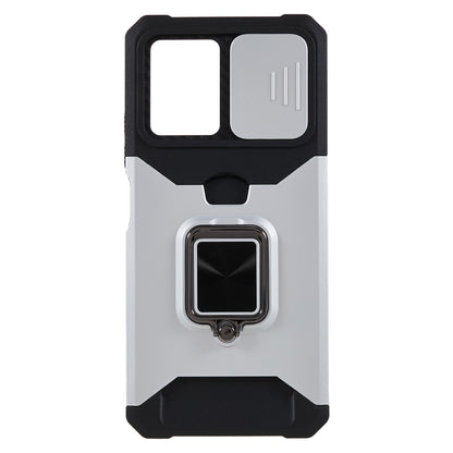 Kickstand Phone Case for Xiaomi Redmi Note 12 5G (China) / (India) / (Global) / Poco X5 5G , PC+TPU Card Holder Phone Cover with Slide Camera Lid
