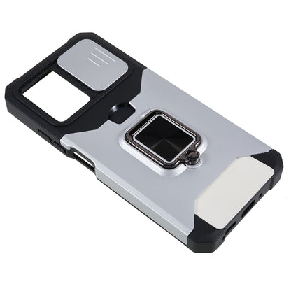 Kickstand Phone Case for Xiaomi Redmi Note 12 5G (China) / (India) / (Global) / Poco X5 5G , PC+TPU Card Holder Phone Cover with Slide Camera Lid