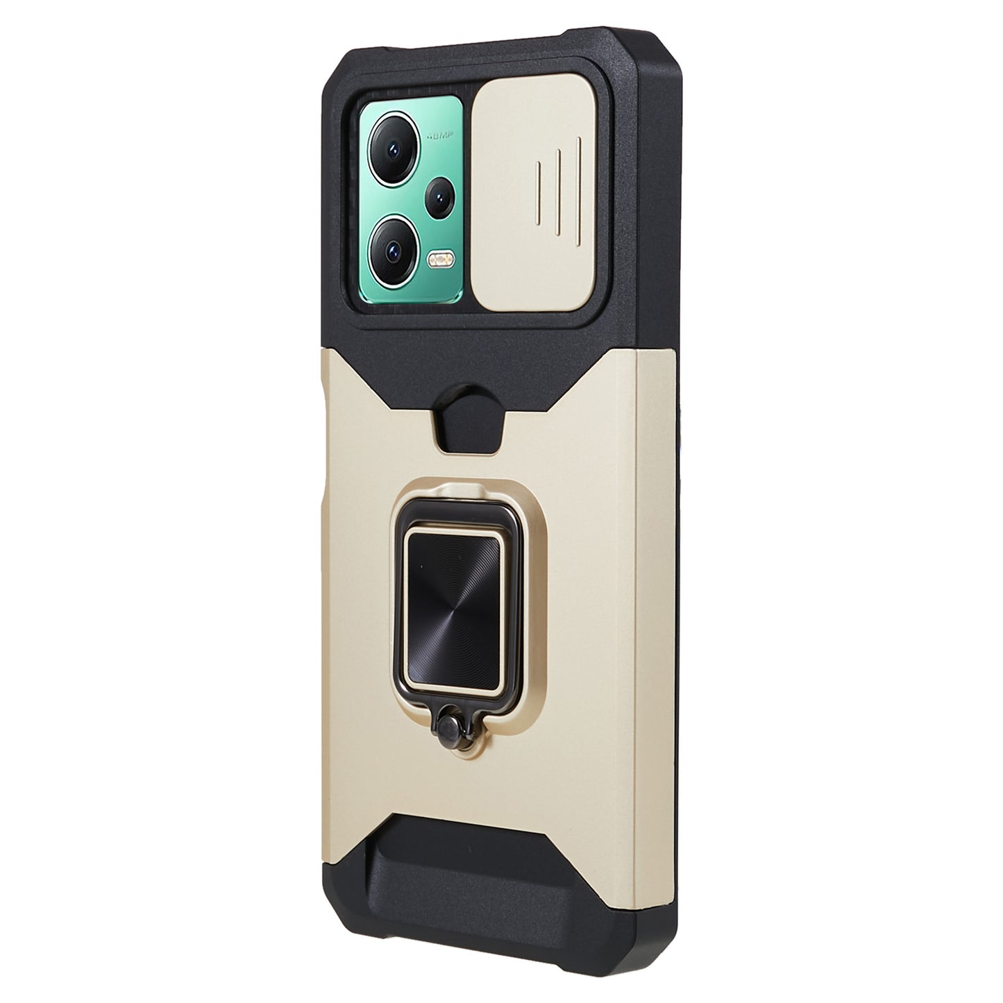 Kickstand Phone Case for Xiaomi Redmi Note 12 5G (China) / (India) / (Global) / Poco X5 5G , PC+TPU Card Holder Phone Cover with Slide Camera Lid