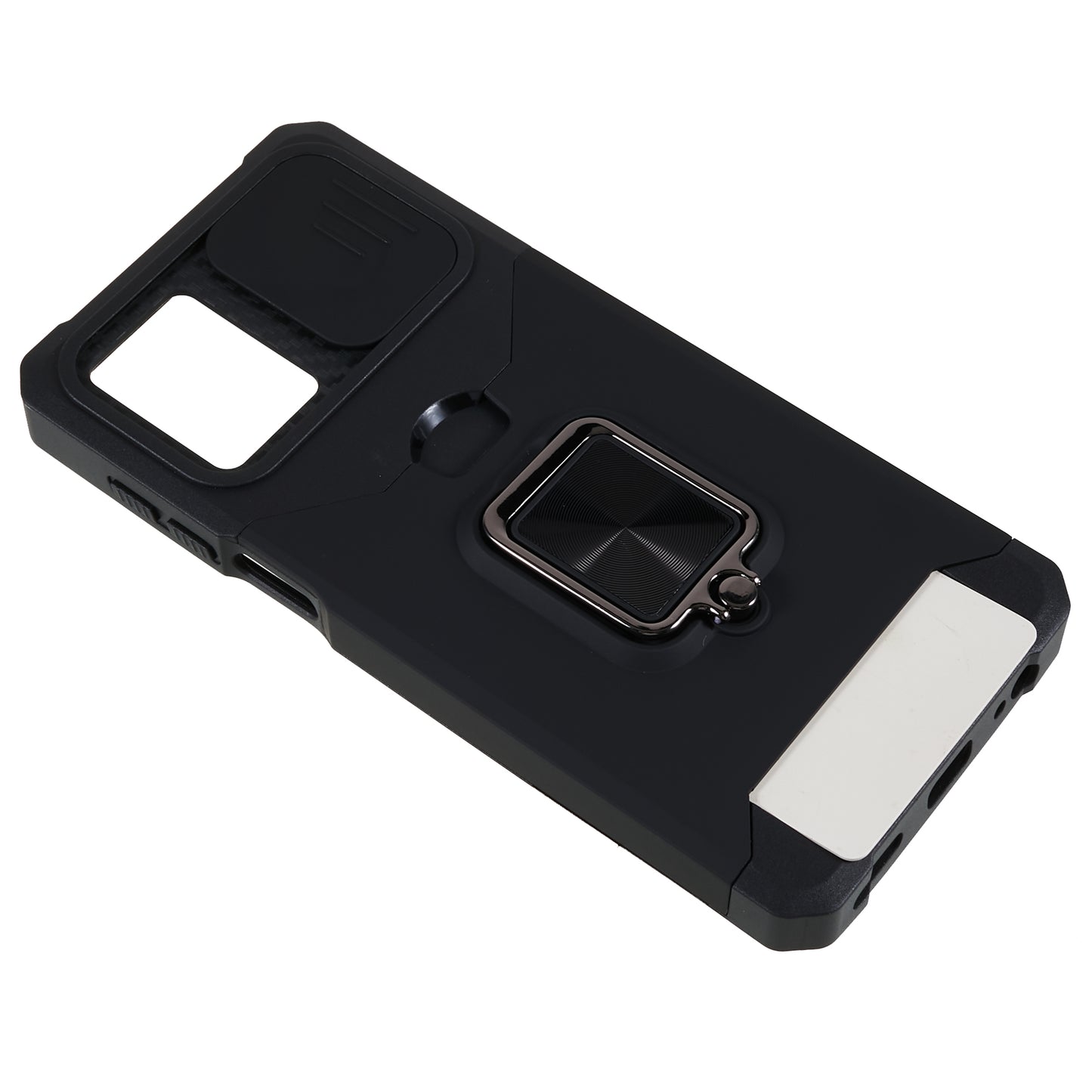 For Motorola Moto G 5G (2023) PC+TPU Card Holder Case Kickstand Anti-Scratch Phone Cover with Slide Camera Lid