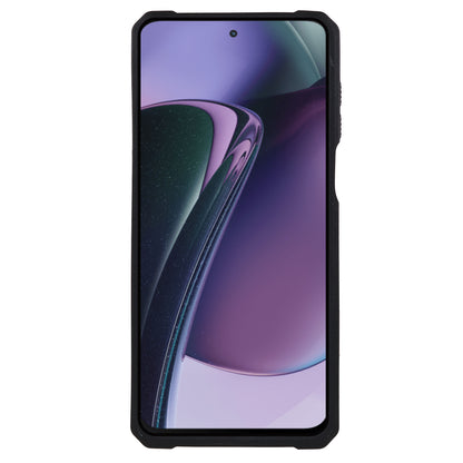 For Motorola Moto G 5G (2023) PC+TPU Card Holder Case Kickstand Anti-Scratch Phone Cover with Slide Camera Lid