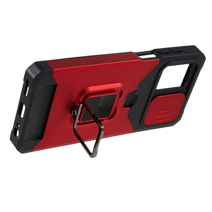 For Motorola Moto G 5G (2023) PC+TPU Card Holder Case Kickstand Anti-Scratch Phone Cover with Slide Camera Lid