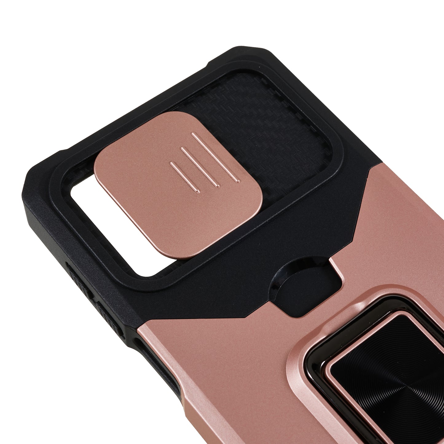 For Motorola Moto G 5G (2023) PC+TPU Card Holder Case Kickstand Anti-Scratch Phone Cover with Slide Camera Lid