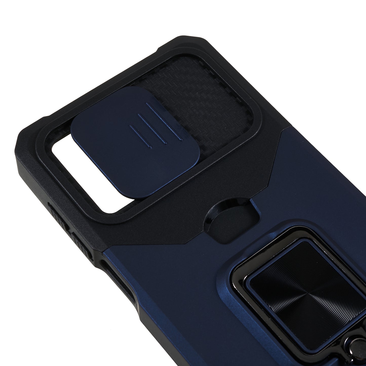 For Motorola Moto G 5G (2023) PC+TPU Card Holder Case Kickstand Anti-Scratch Phone Cover with Slide Camera Lid
