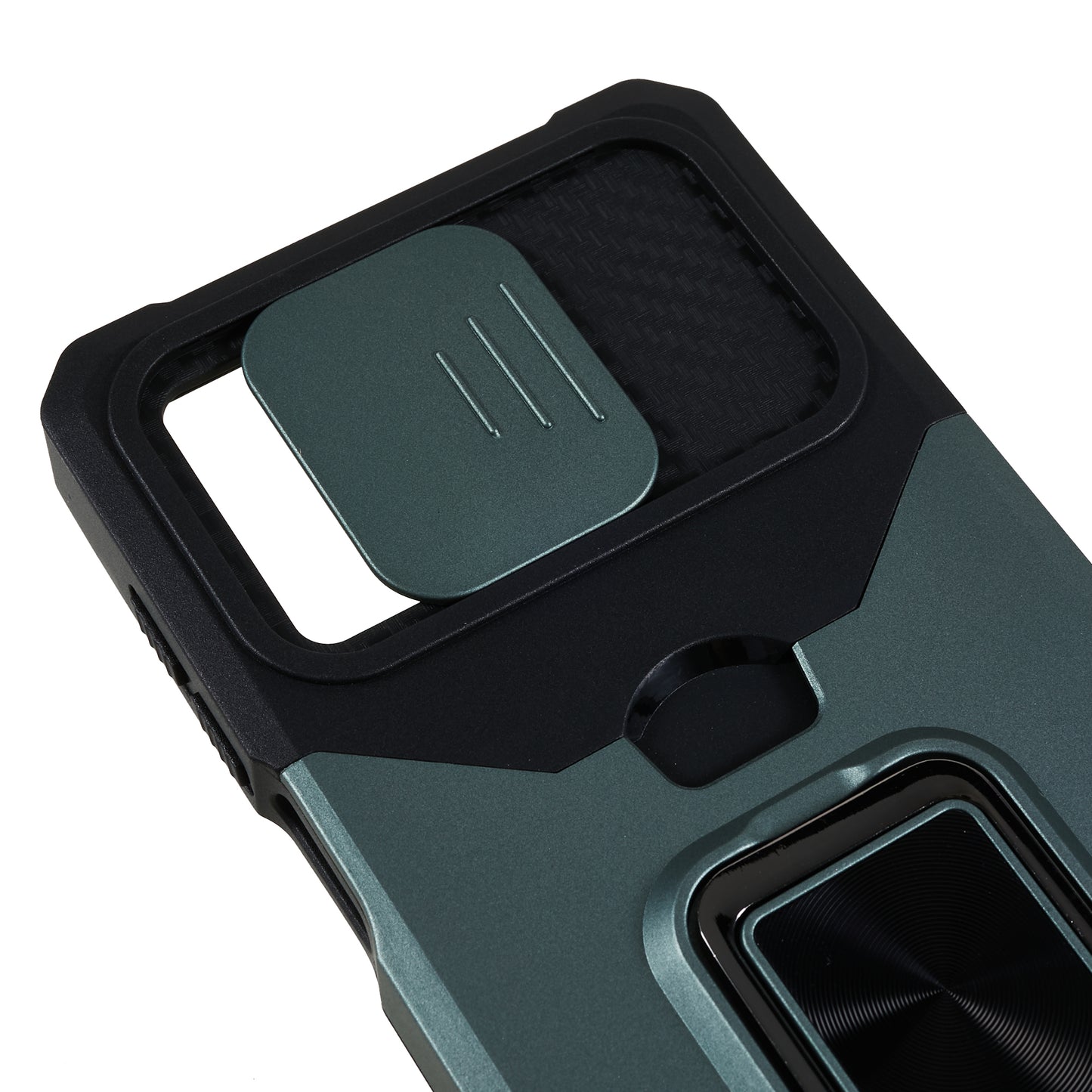 For Motorola Moto G 5G (2023) PC+TPU Card Holder Case Kickstand Anti-Scratch Phone Cover with Slide Camera Lid