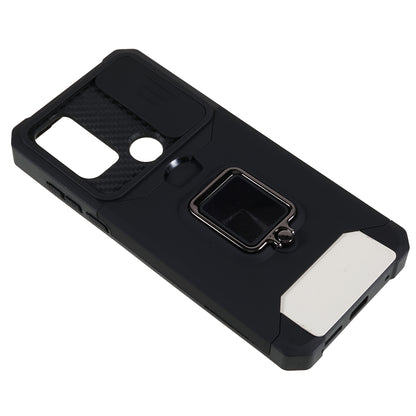 For Motorola Moto G Play (2023) 4G Kickstand Card Holder Phone Case Slide Lens Protection PC+TPU Phone Cover