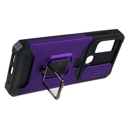 For Motorola Moto G Play (2023) 4G Kickstand Card Holder Phone Case Slide Lens Protection PC+TPU Phone Cover
