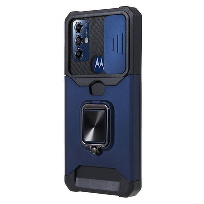 For Motorola Moto G Play (2023) 4G Kickstand Card Holder Phone Case Slide Lens Protection PC+TPU Phone Cover