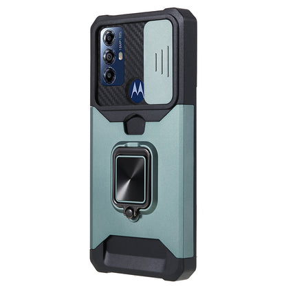 For Motorola Moto G Play (2023) 4G Kickstand Card Holder Phone Case Slide Lens Protection PC+TPU Phone Cover