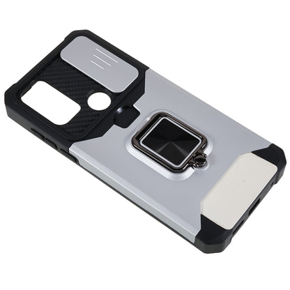 For Motorola Moto G Play (2023) 4G Kickstand Card Holder Phone Case Slide Lens Protection PC+TPU Phone Cover