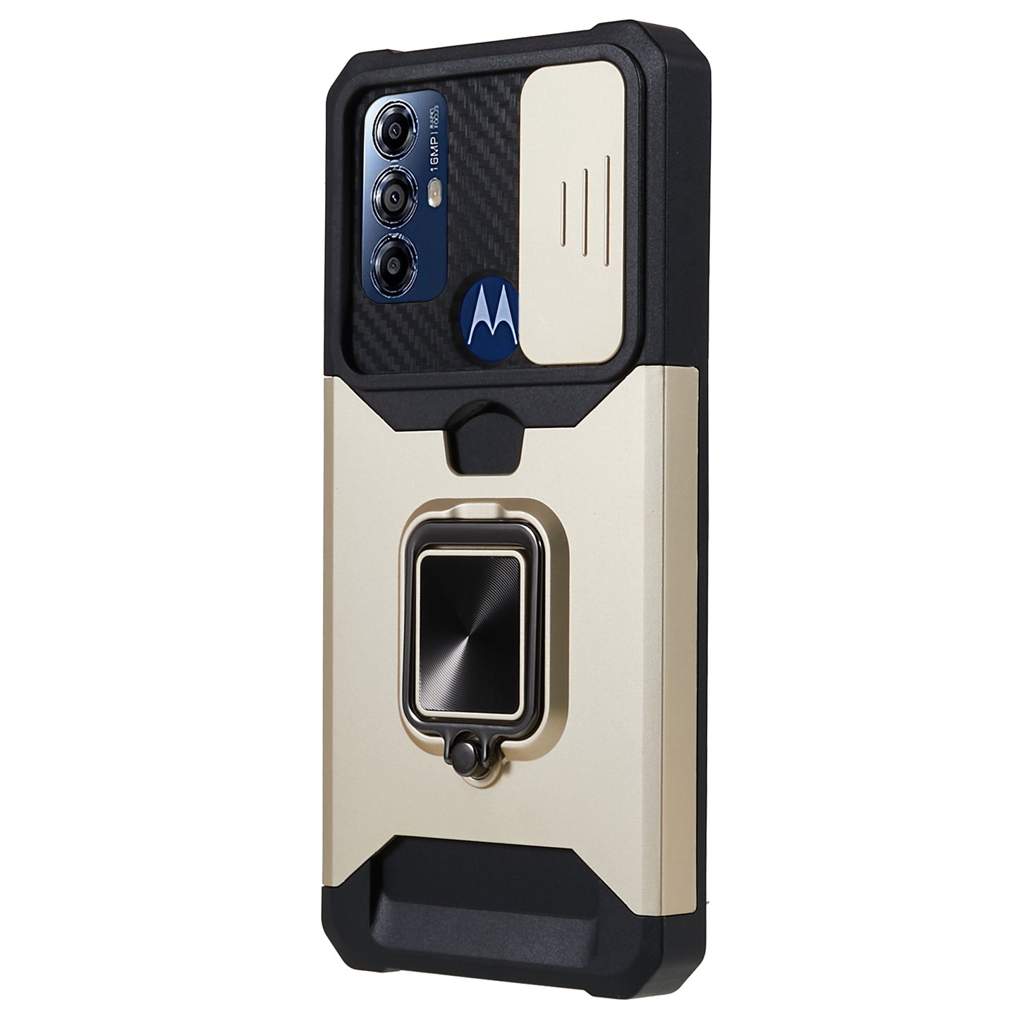 For Motorola Moto G Play (2023) 4G Kickstand Card Holder Phone Case Slide Lens Protection PC+TPU Phone Cover