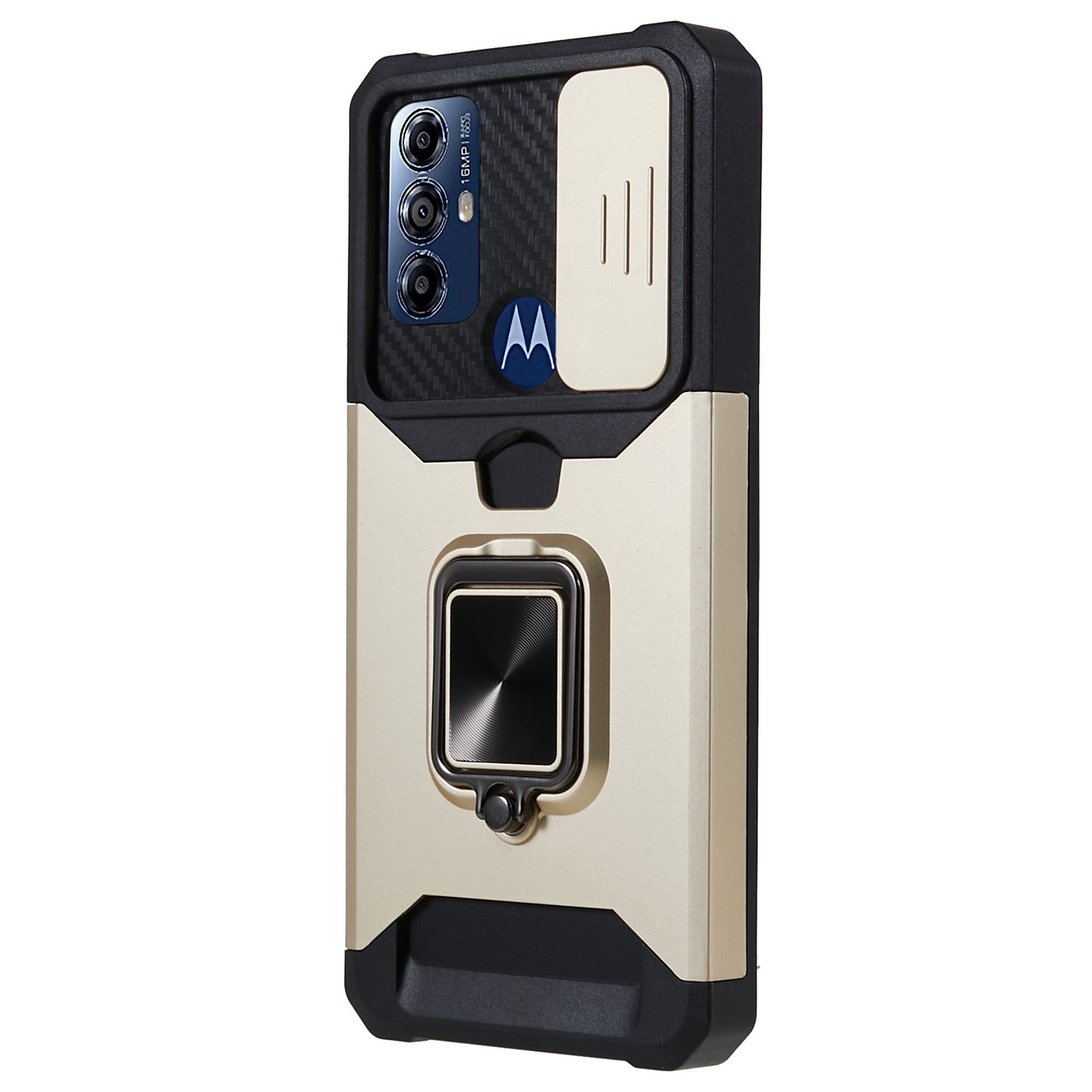 For Motorola Moto G Play (2023) 4G Kickstand Card Holder Phone Case Slide Lens Protection PC+TPU Phone Cover