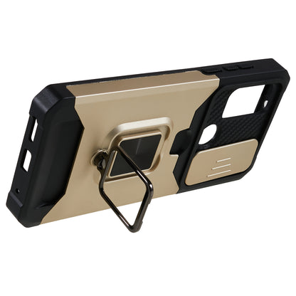For Motorola Moto G Play (2023) 4G Kickstand Card Holder Phone Case Slide Lens Protection PC+TPU Phone Cover