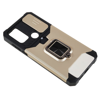 For Motorola Moto G Play (2023) 4G Kickstand Card Holder Phone Case Slide Lens Protection PC+TPU Phone Cover