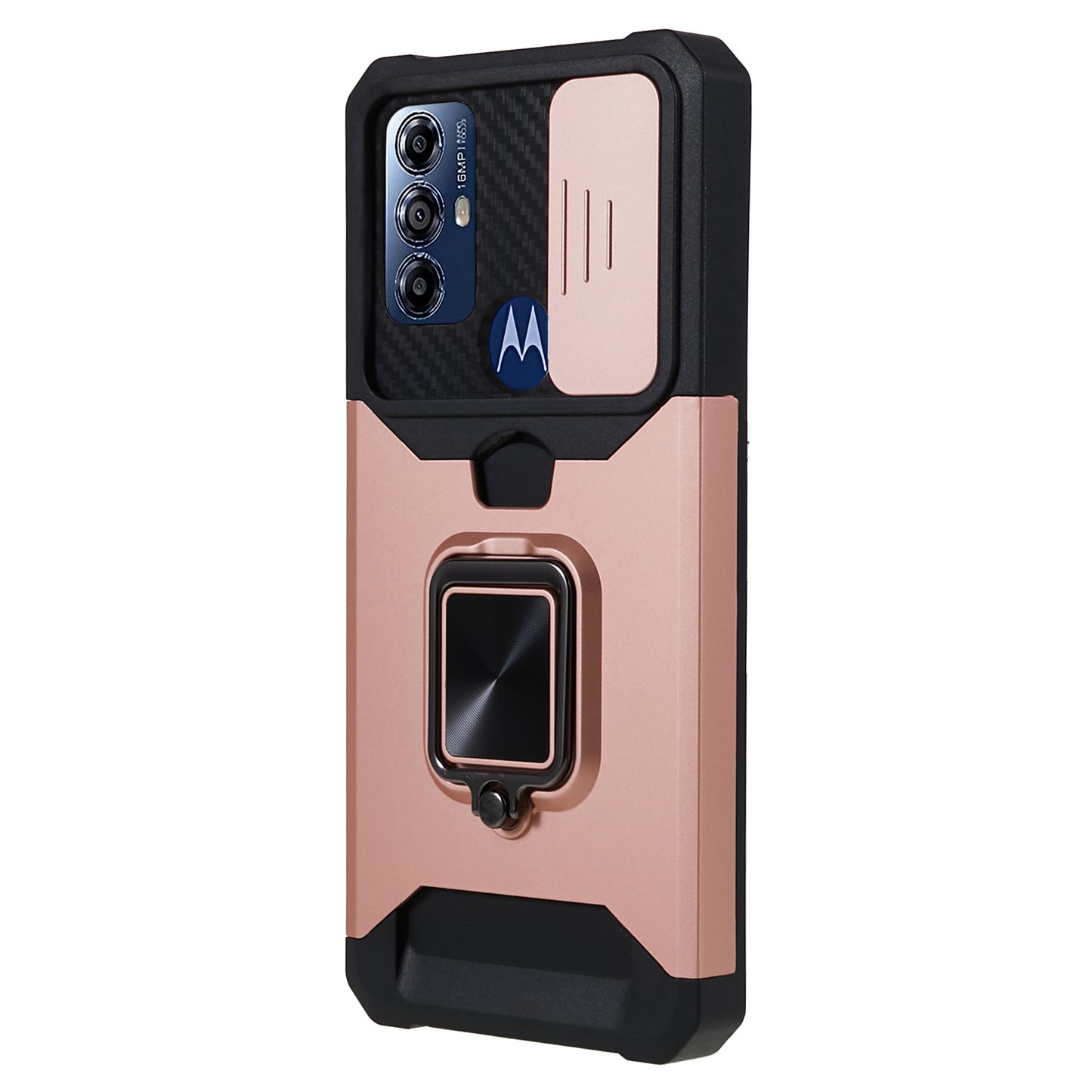 For Motorola Moto G Play (2023) 4G Kickstand Card Holder Phone Case Slide Lens Protection PC+TPU Phone Cover
