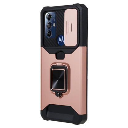 For Motorola Moto G Play (2023) 4G Kickstand Card Holder Phone Case Slide Lens Protection PC+TPU Phone Cover