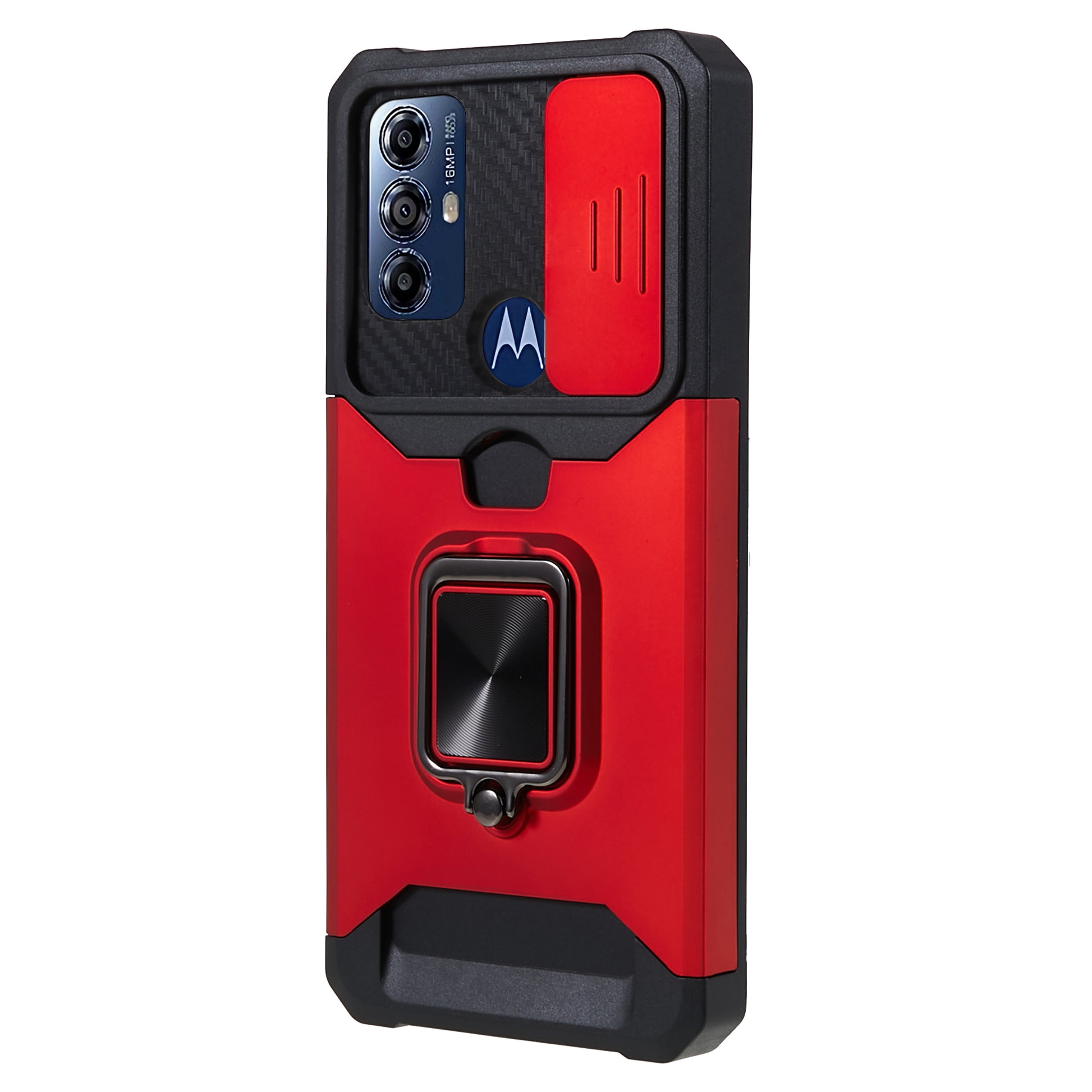 For Motorola Moto G Play (2023) 4G Kickstand Card Holder Phone Case Slide Lens Protection PC+TPU Phone Cover