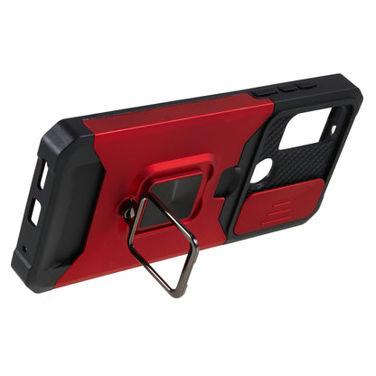 For Motorola Moto G Play (2023) 4G Kickstand Card Holder Phone Case Slide Lens Protection PC+TPU Phone Cover