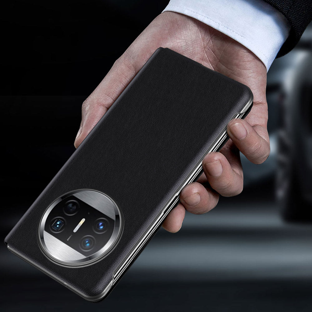 Stand Cover for Huawei Mate X3 5G View Window Litchi Texture PU Leather Case (with Pen Slot)