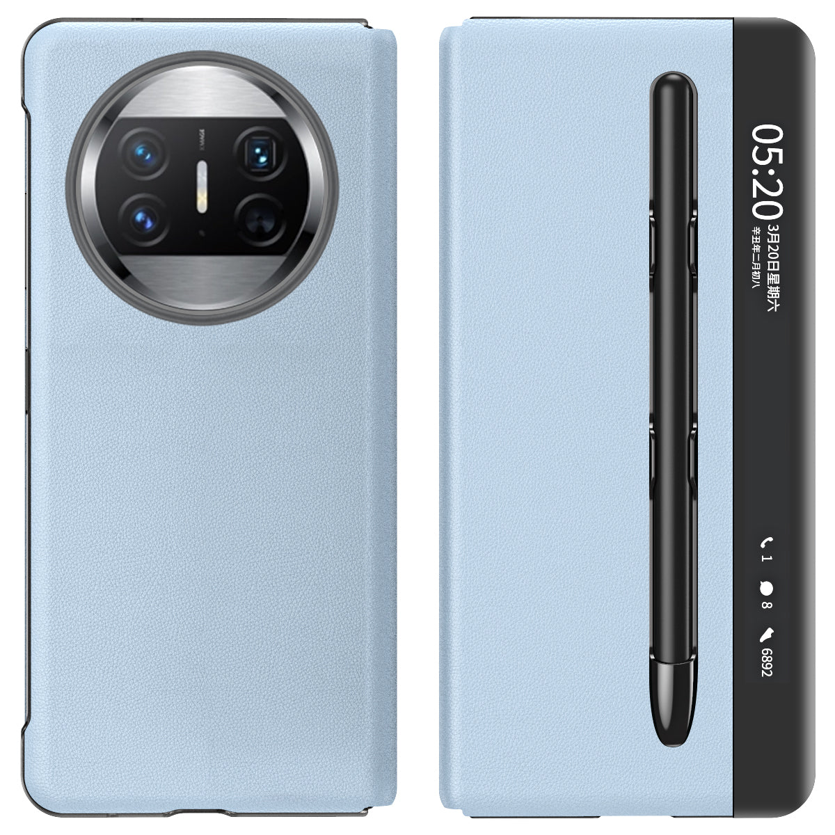Stand Cover for Huawei Mate X3 5G View Window Litchi Texture PU Leather Case (with Pen Slot)