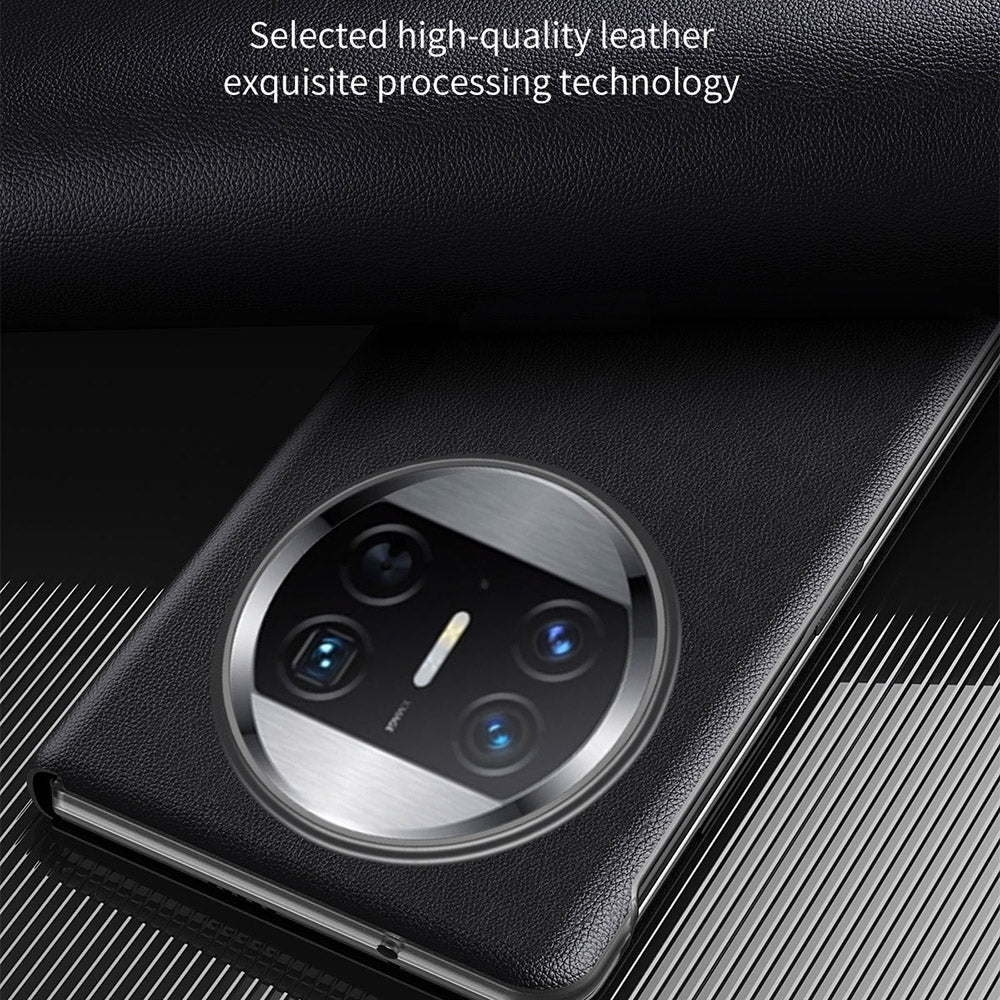 Stand Cover for Huawei Mate X3 5G View Window Litchi Texture PU Leather Case (with Pen Slot)
