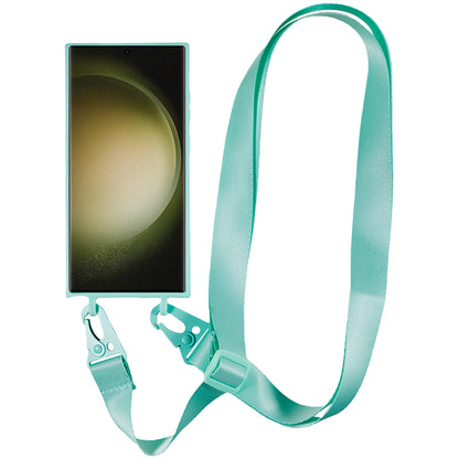 TPU Case for Samsung Galaxy S23 Ultra Matte Finish Phone Protector Cover with Wide Lanyard