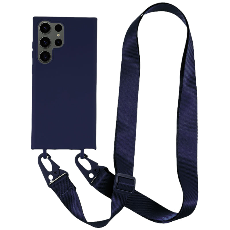 TPU Case for Samsung Galaxy S23 Ultra Matte Finish Phone Protector Cover with Wide Lanyard