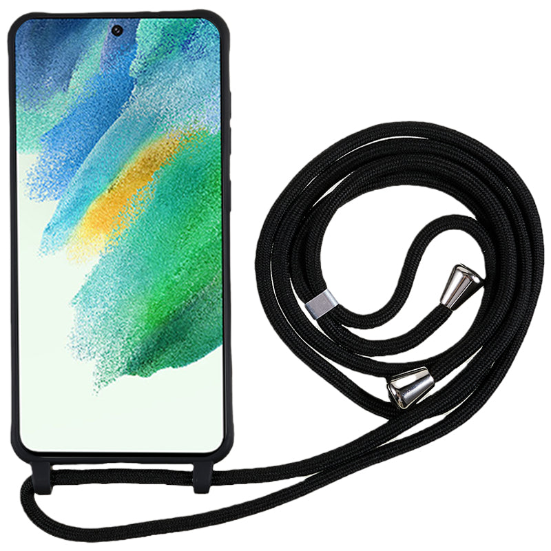 For Samsung Galaxy S21 FE 5G Shockproof Back Cover Flexible TPU Phone Case with Lanyard