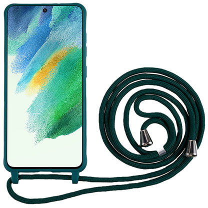 For Samsung Galaxy S21 FE 5G Shockproof Back Cover Flexible TPU Phone Case with Lanyard